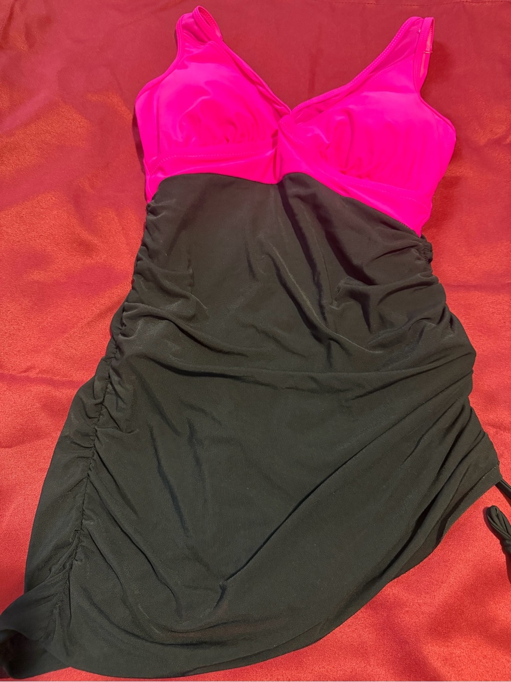 Hot Pink and Black One-Piece Swimdress
